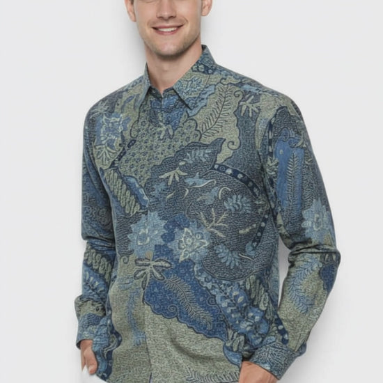 Men's Batik Shirt – Azure Fern | Long Sleeves  video
