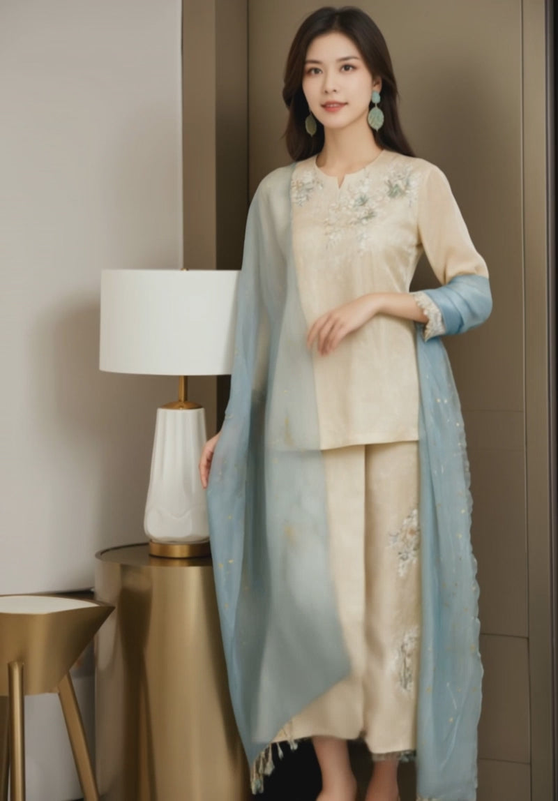 Women's Fusion Batik Kurung Set - Golden Mist - video