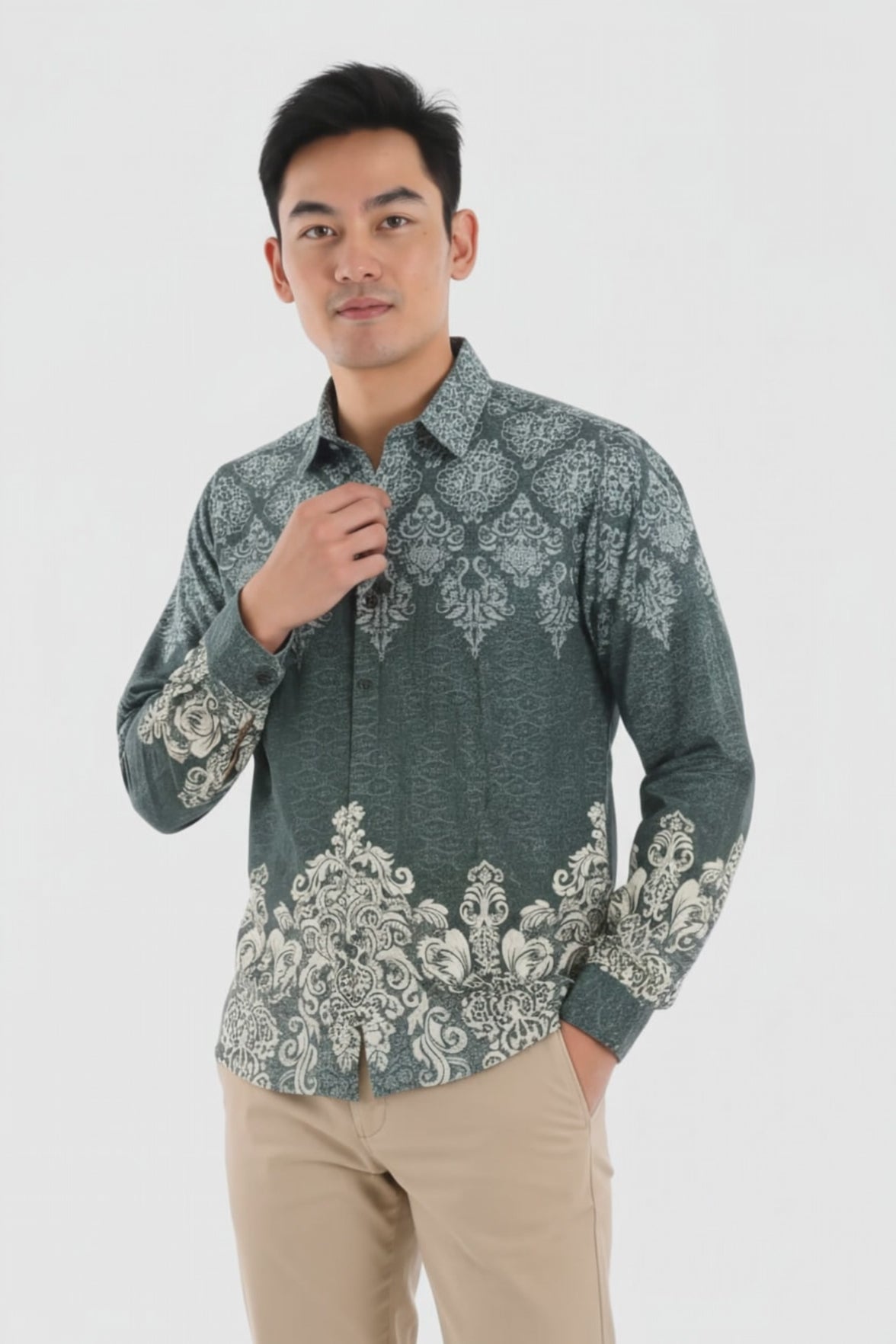 Men’s Batik Shirt – Jade Sovereign | Long Sleeves