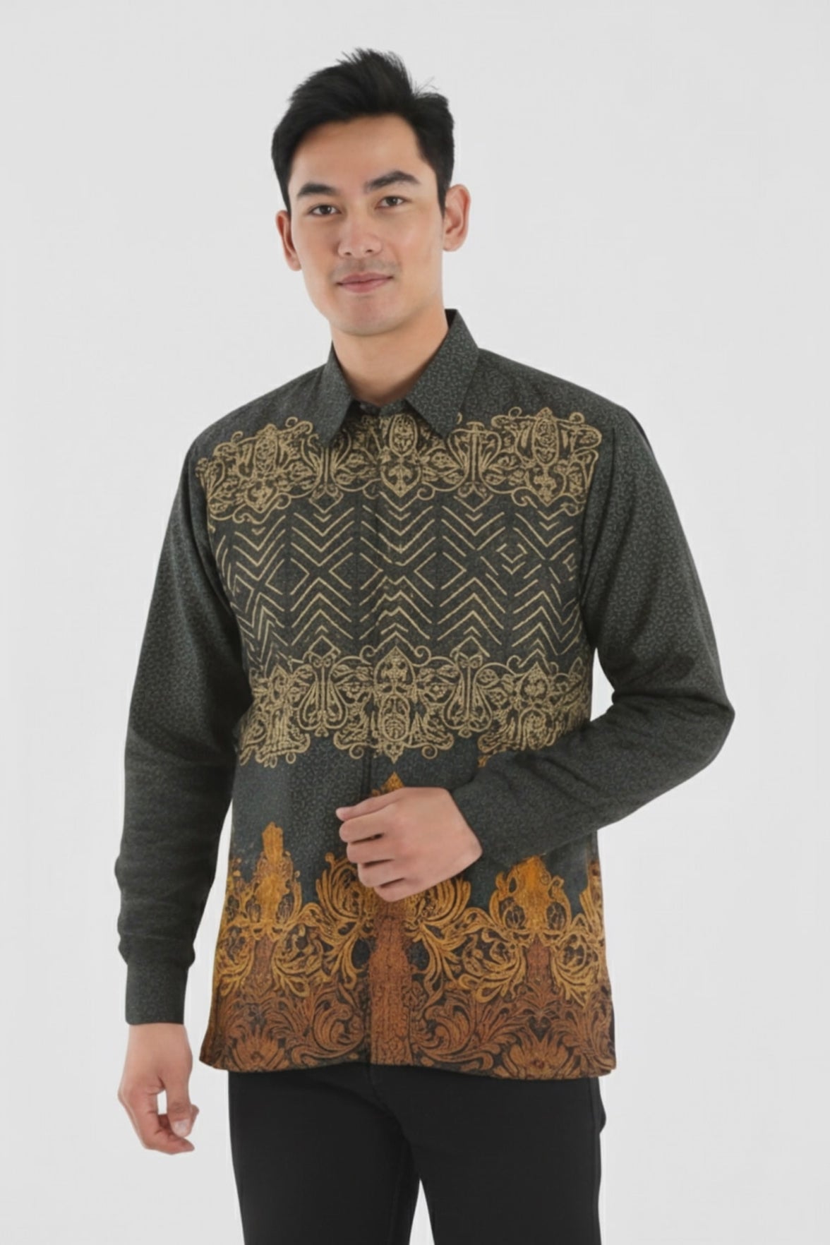 Men’s Batik Shirt – Golden Aegis Long Sleeves