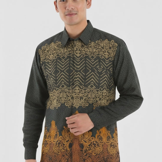 Men’s Batik Shirt – Golden Aegis Long Sleeves