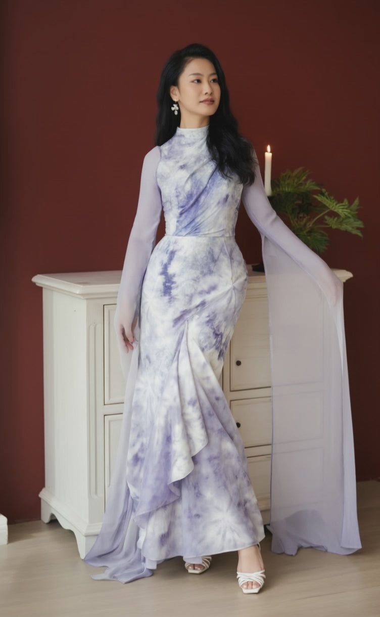 Women's Fusion Batik Bodycon Dress - Violet Vapour - video