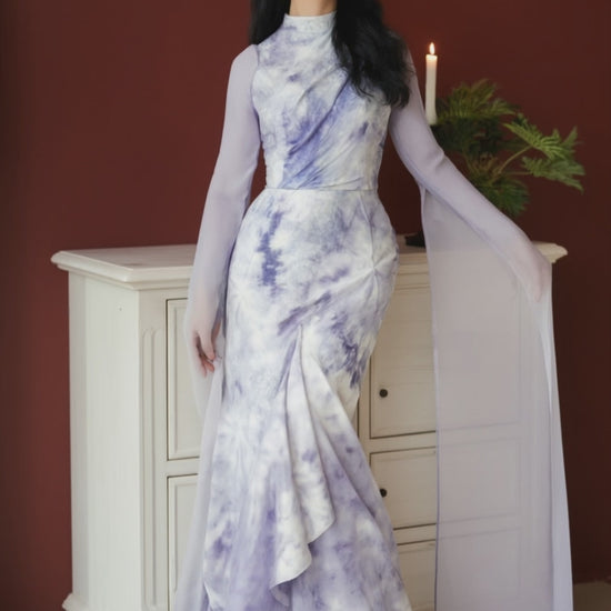 Women's Fusion Batik Bodycon Dress - Violet Vapour - video