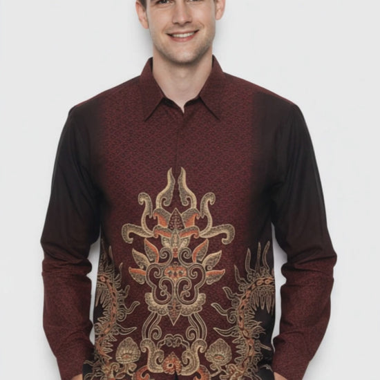 Men’s Batik Shirt – Regal Flame | Long Sleeves