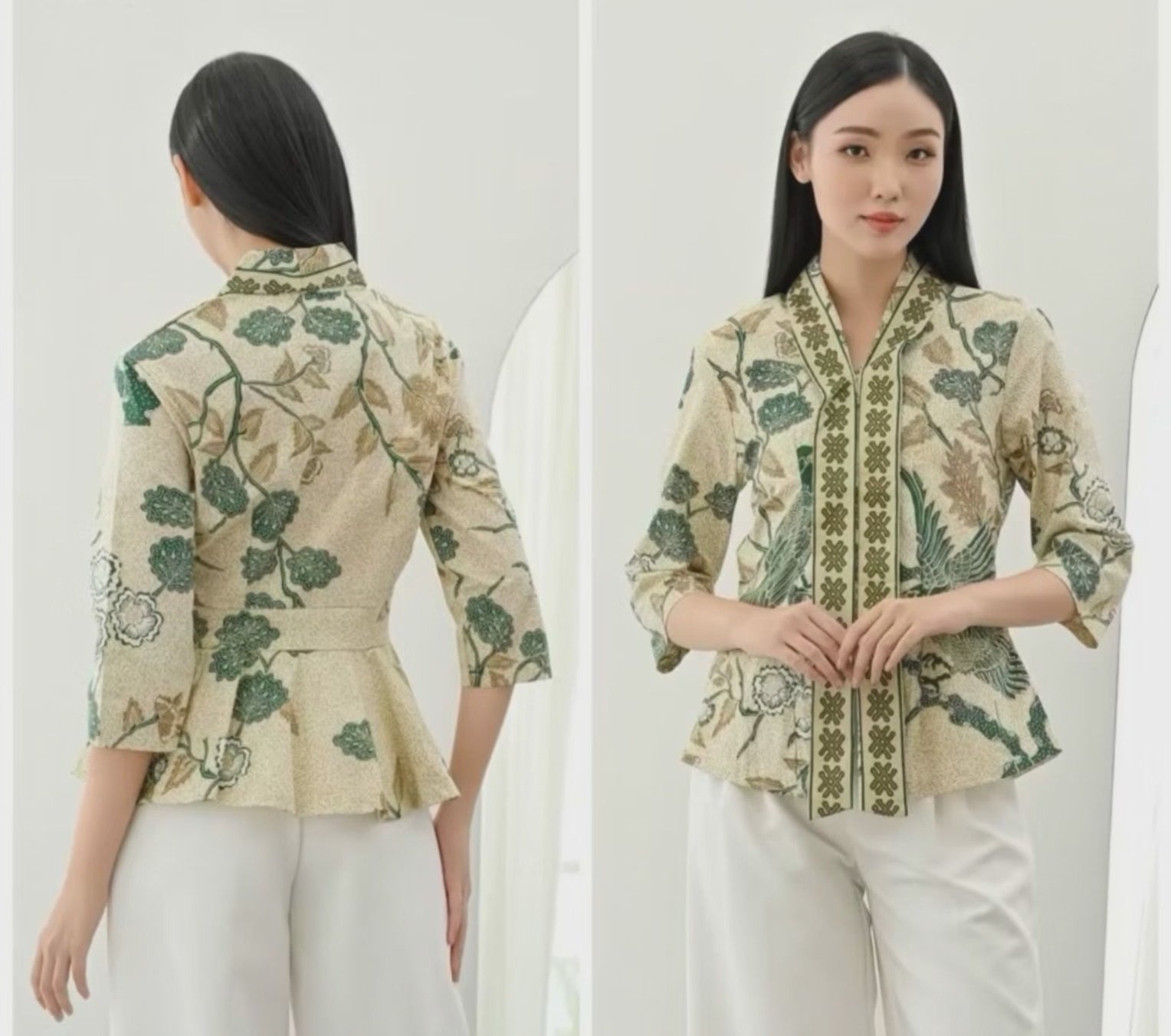 Women's Batik Kimono - Peony Bird Paradise