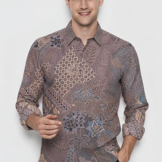 Men's Batik Shirt – Serene Bloom | Long Sleeves
