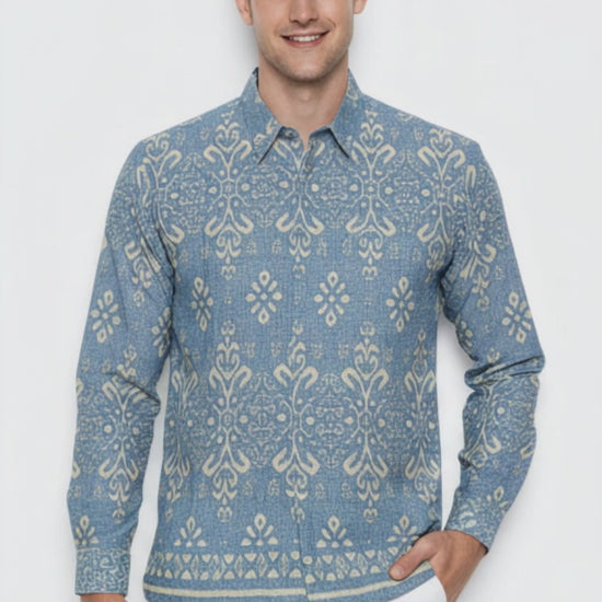 Men’s Batik Shirt – Celestial Ivory |Long Sleeves