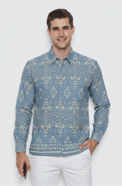 Men’s Batik Shirt – Celestial Ivory |Long Sleeves