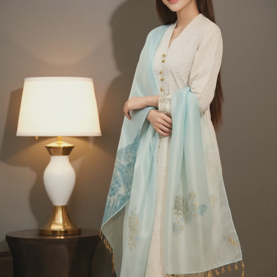 Women's Fusion Batik Kebaya Set - Ivory Rain - video