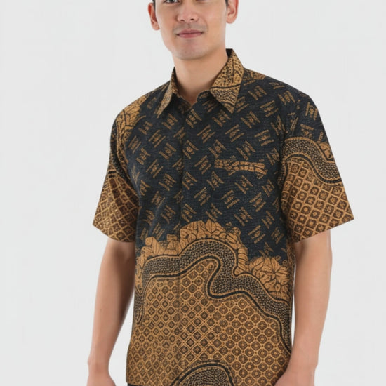 Men’s Batik Shirt – Amber Tapestry | Short Sleeves