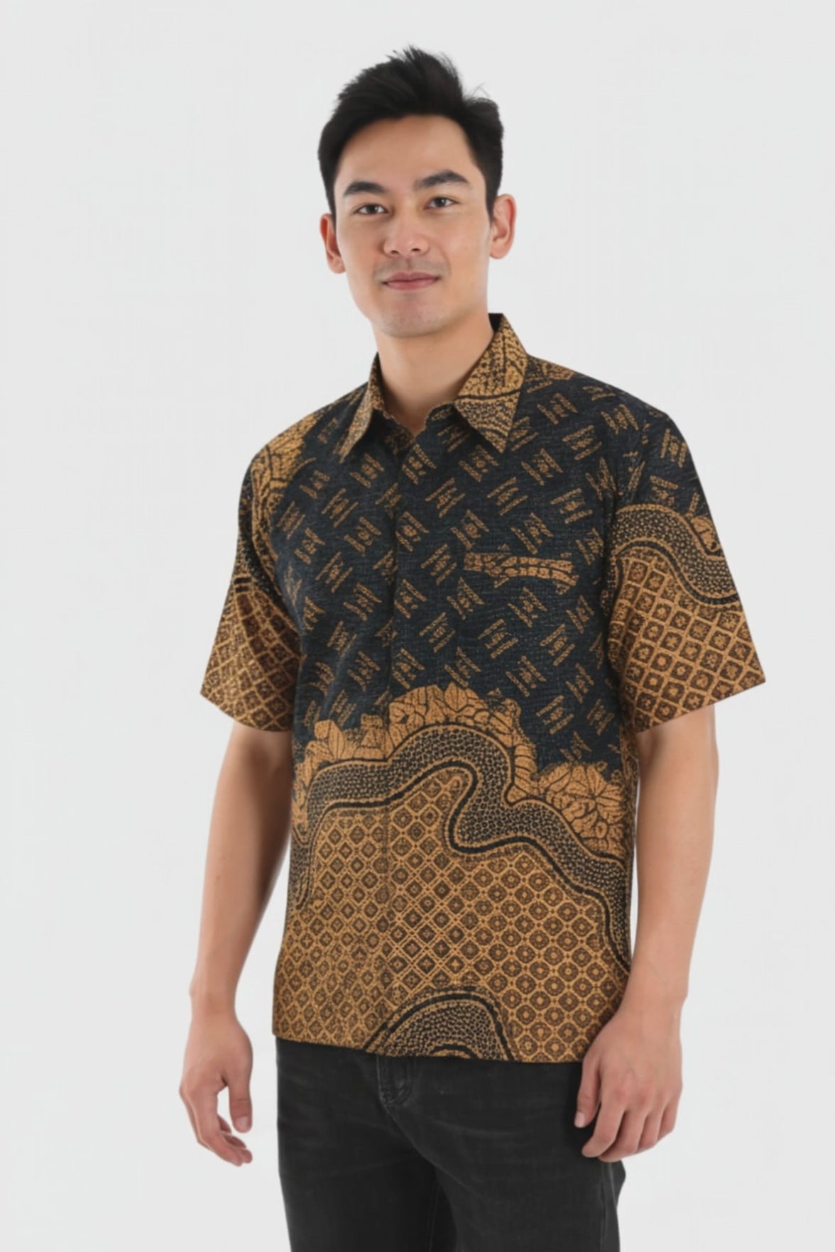 Men’s Batik Shirt – Amber Tapestry | Short Sleeves