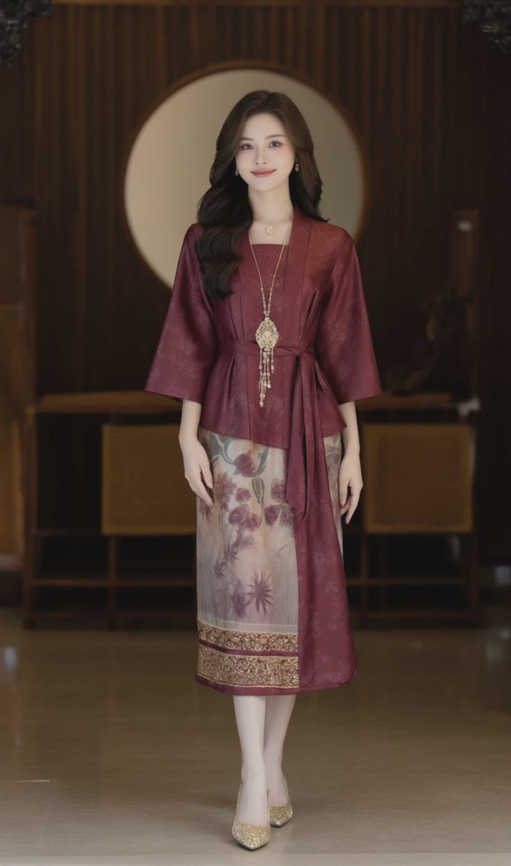 Women's Fusion Batik Dress - Crimson Grace - video