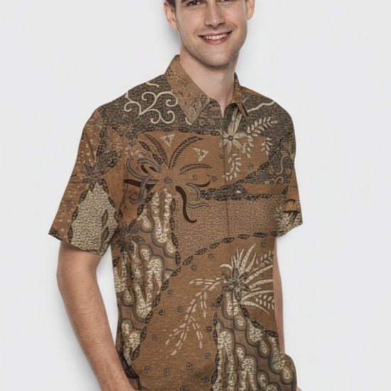 Men’s Batik Shirt – Amber Heritage | Short Sleeves