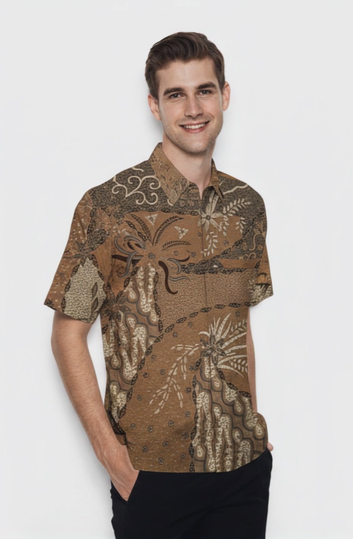 Men’s Batik Shirt – Amber Heritage | Short Sleeves
