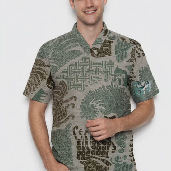 Men’s Batik Shirt – Forest Mosaic | Short Sleeve