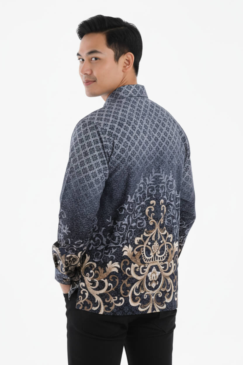 Men's Batik Shirt – Midnight Regal | Long Sleeves3